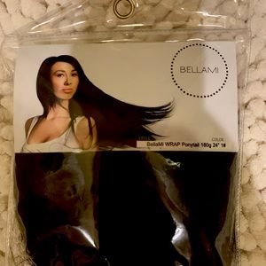 BELLAMI Jet Black 24 inch 180 gram faux wrap ponytail